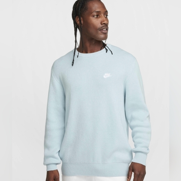 Nike Men's Sky Blue Crewneck Sweater - Picture 1 of 5